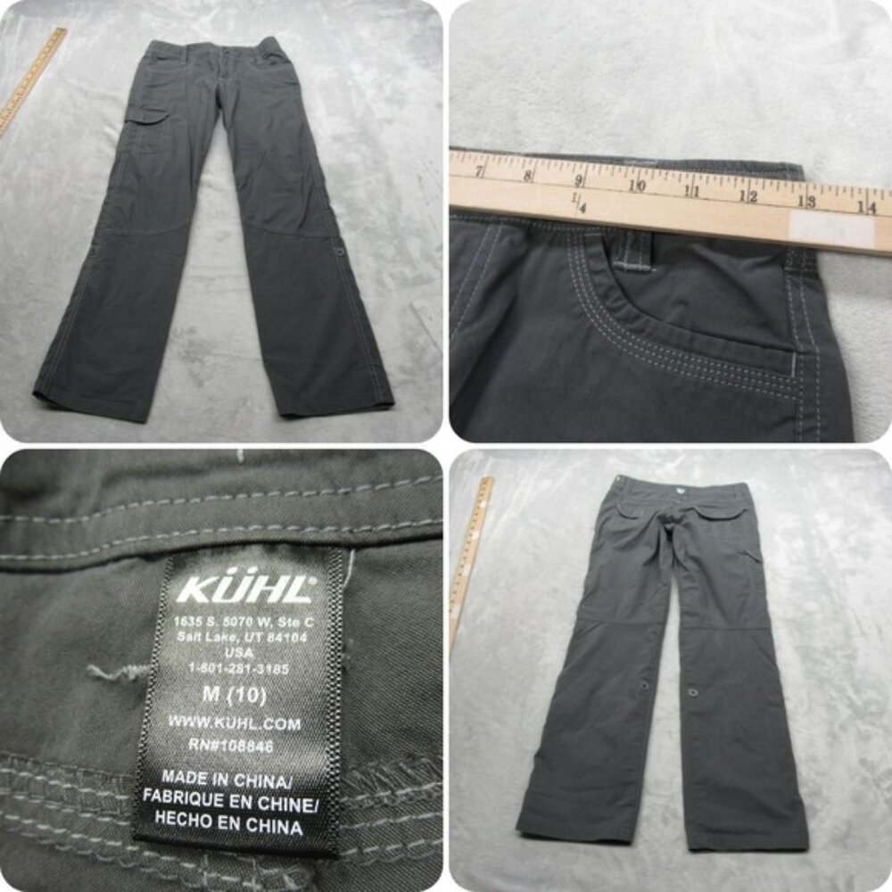 Kuhl Pants Women Medium Gray Adjustable Waist Roll Up Cargo Hiking Outdoor 26x25